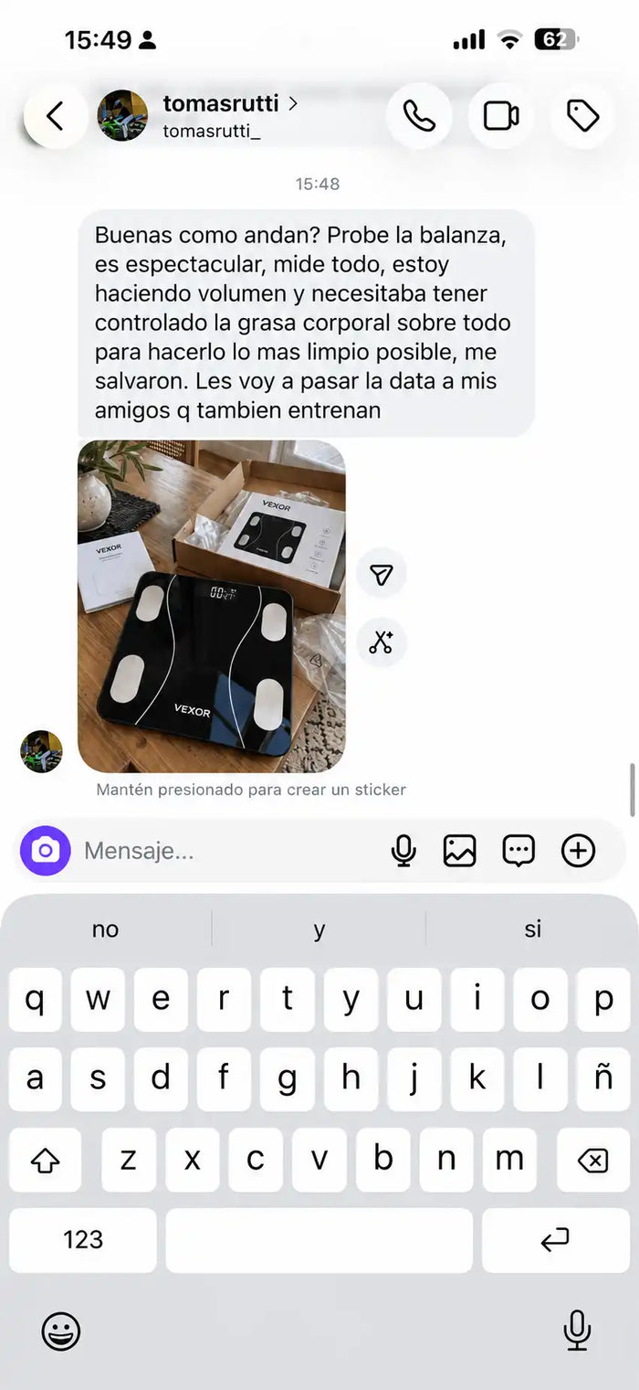 Captura del chat con tomas rutti